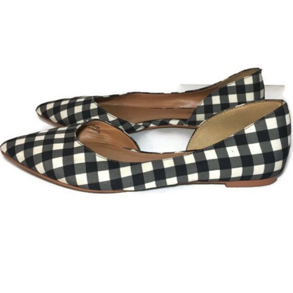 J. CREW Shoes J. CREW Shoes J. CREW Shoes 7 Ginhgam Plaid Dorsay Flats Work - Picture 3 of 6